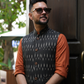 Black Ikat Nehru Jacket