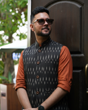 Black Ikat Nehru Jacket